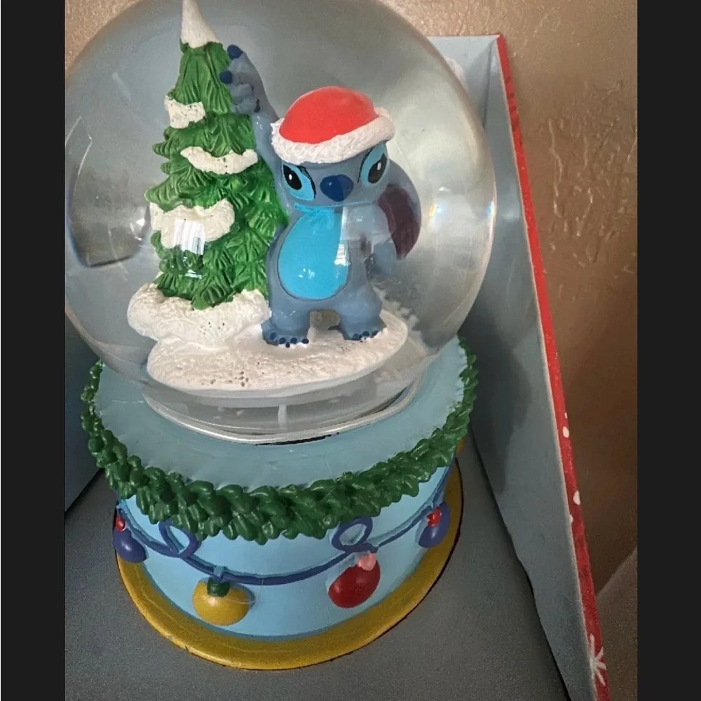 Disney Blue and Green Stitch Holiday Snow Globe - Picture 2 of 2